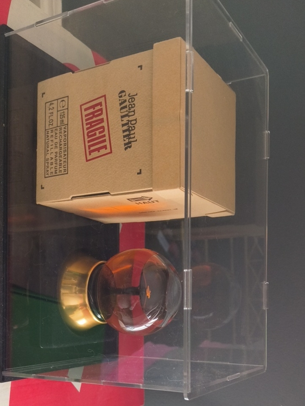 Jean Paul Gaultier Amber Glass Orb Vase with Gold Base